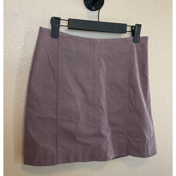 Free People Mauve Pencil Mini Skirt Size 4 Vegan Suede Leather Academia U3 - Picture 2 of 12